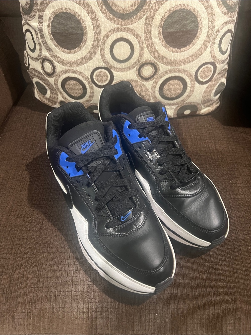 Men’s Nike Air Max LTD Black, White & Blue Sneakers. Slightly worn with scuffs.